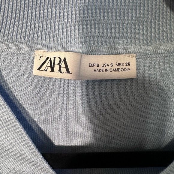 Zara Blue Sleeveless Crop Tank Top - Picture 2 of 6